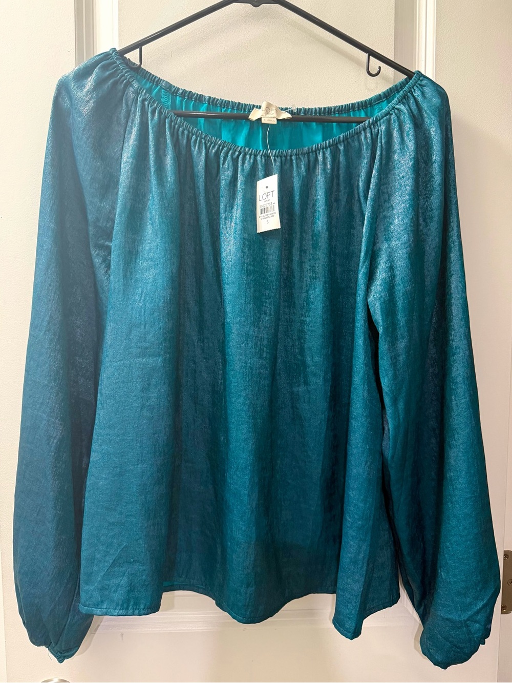 LOFT Teal Blue Shimmer Blouse NWT